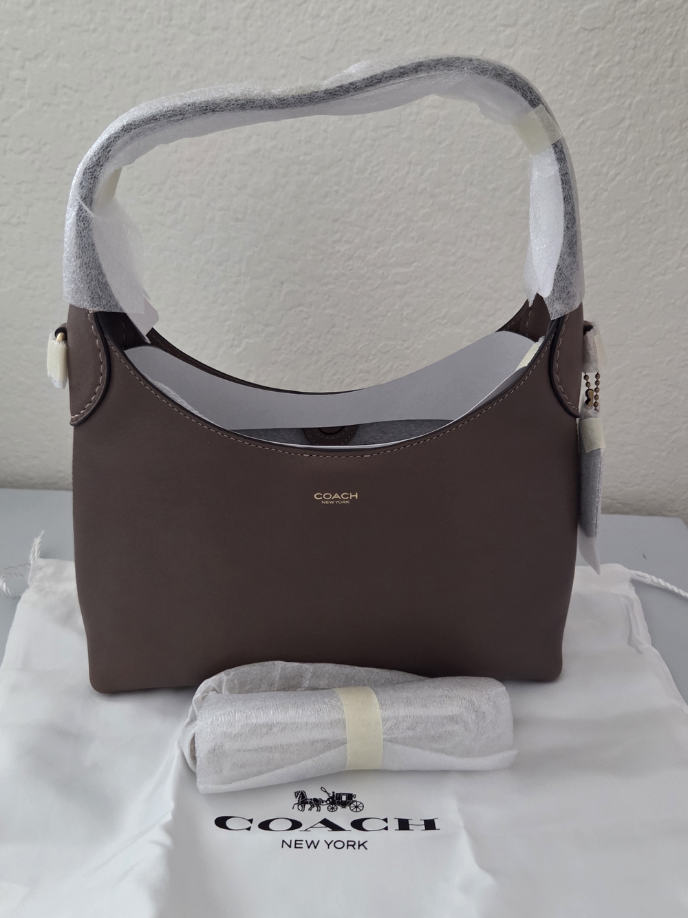 COACH Brooklyn 23 Leather Crossbody Bag in Dark Stone
